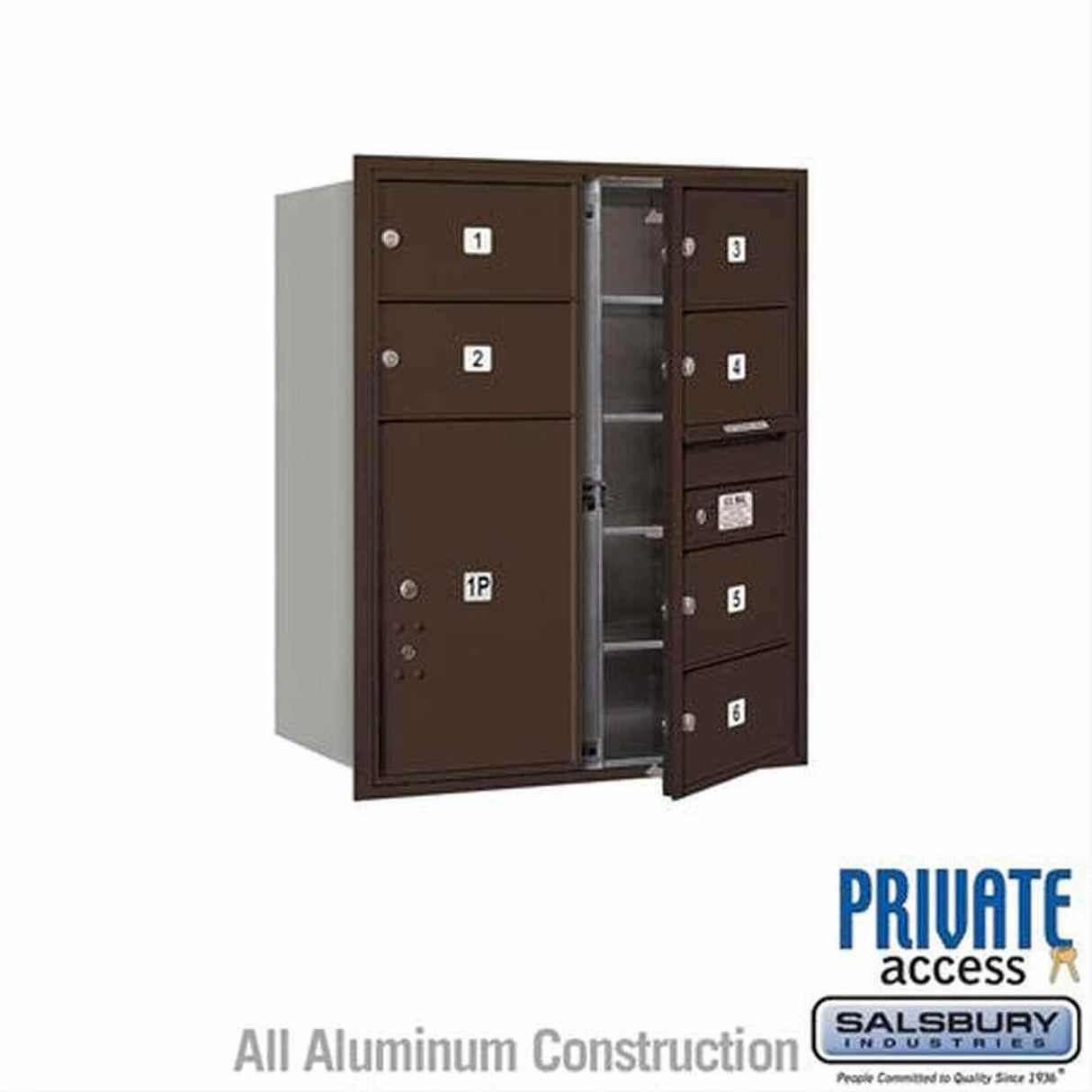 Salsbury Industries 3710D-06ZFP-06-FP 4C Horizontal Mailbox 10 Door High Front Loading Private Access Bronze