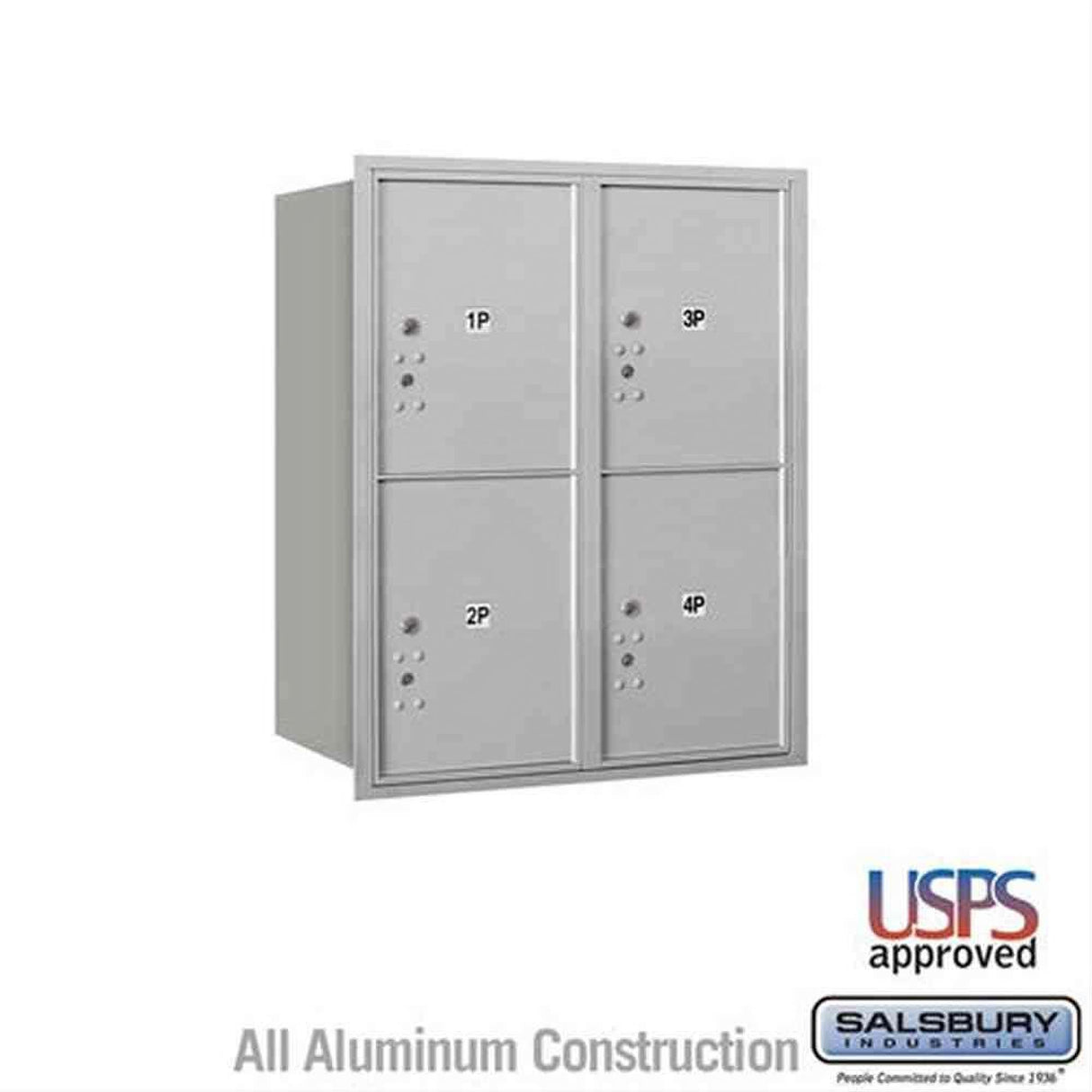 Salsbury Industries 3710D-4PARU-4P-RU 4C Horizontal Mailbox 10 Door High Rear Loading USPS Access Aluminum