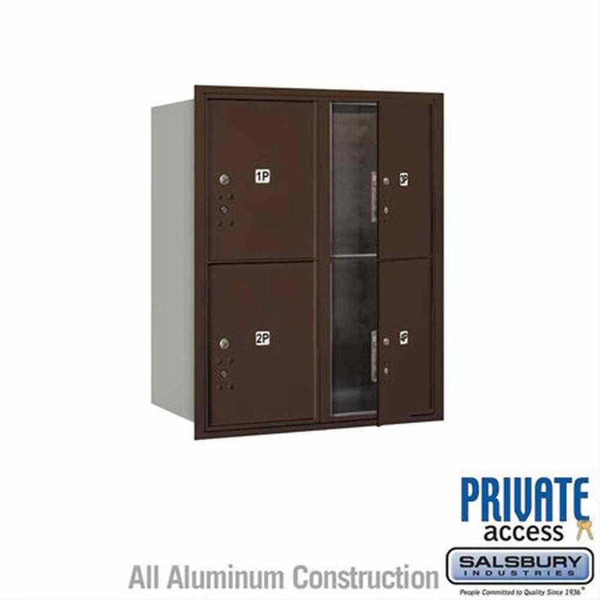 Salsbury Industries 3710D-4PZFP-4P-FP 4C Horizontal Mailbox 10 Door High Front Loading Private Access Bronze