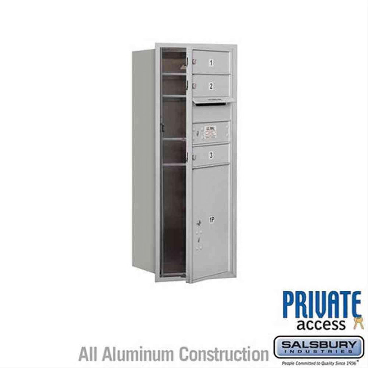 Salsbury Industries 3710S-03AFP-03-FP 4C Horizontal Mailbox 10 Door High Front Loading Private Access Aluminum