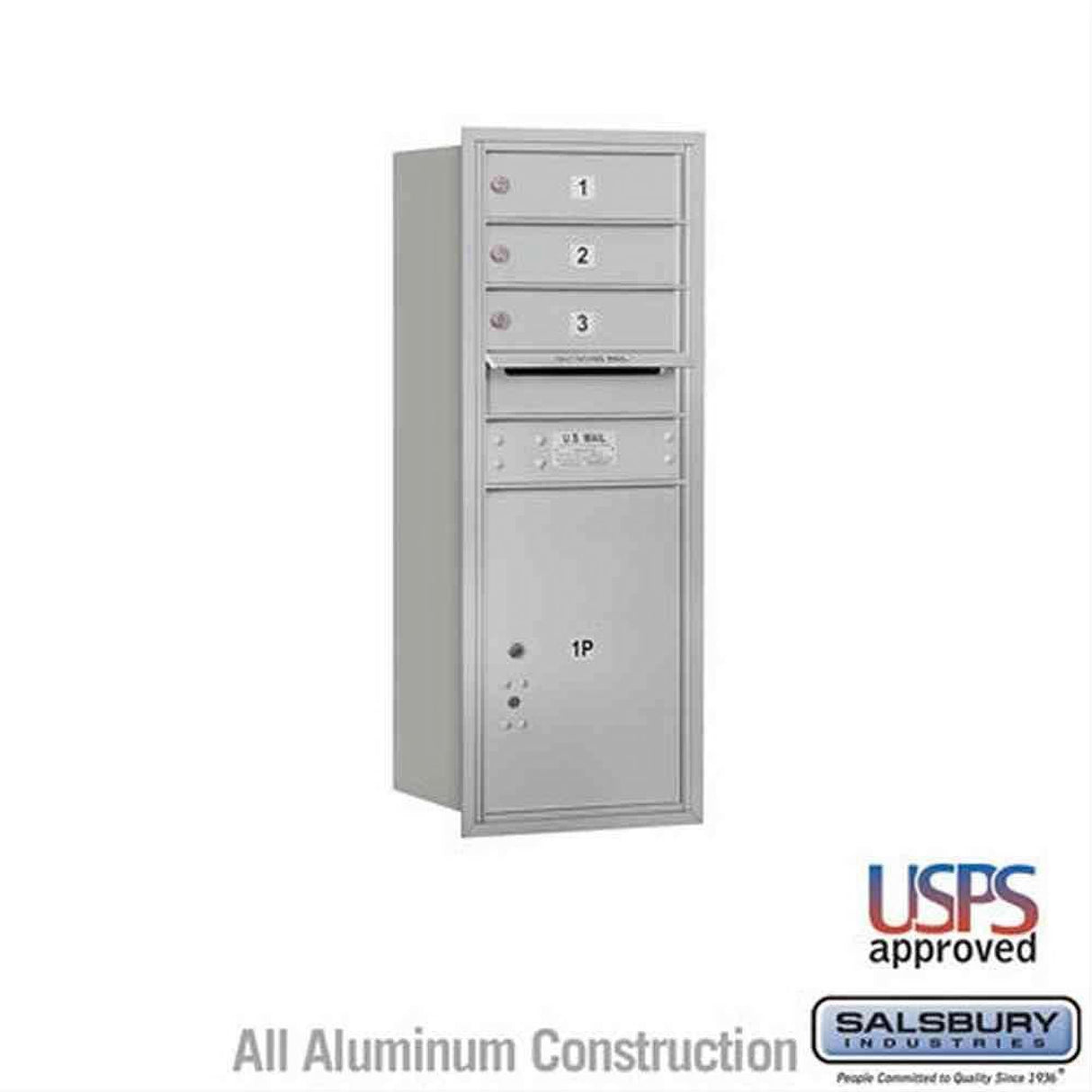 Salsbury Industries 3710S-03ARU-03-RU 4C Horizontal Mailbox 10 Door High Rear Loading USPS Access Aluminum