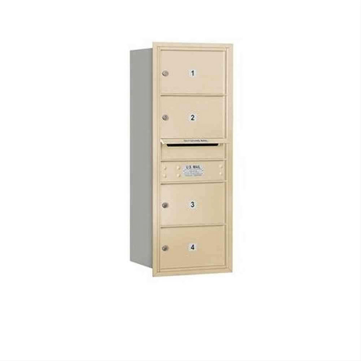 Salsbury Industries 3710S-04SRU-04-RU 4C Horizontal Mailbox 10 Door High Rear Loading USPS Access Sandstone