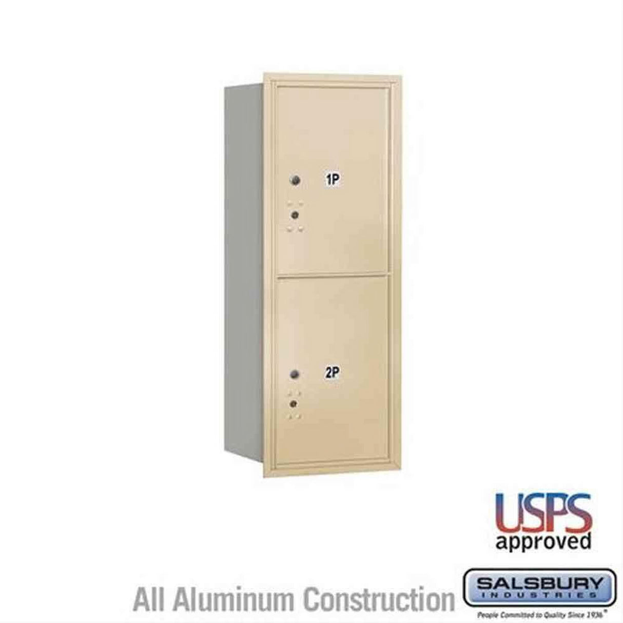 Salsbury Industries 3710S-2PSRU-2P-RU 4C Horizontal Mailbox 10 Door High Rear Loading USPS Access Sandstone