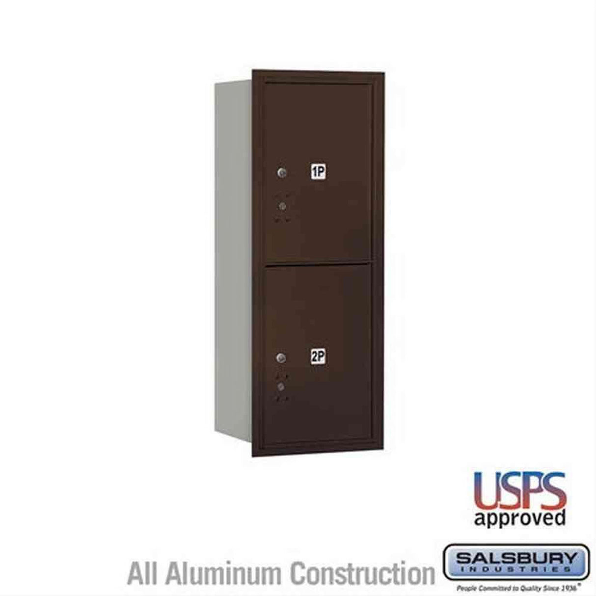 Salsbury Industries 3710S-2PZRU-2P-RU 4C Horizontal Mailbox 10 Door High Rear Loading USPS Access Bronze