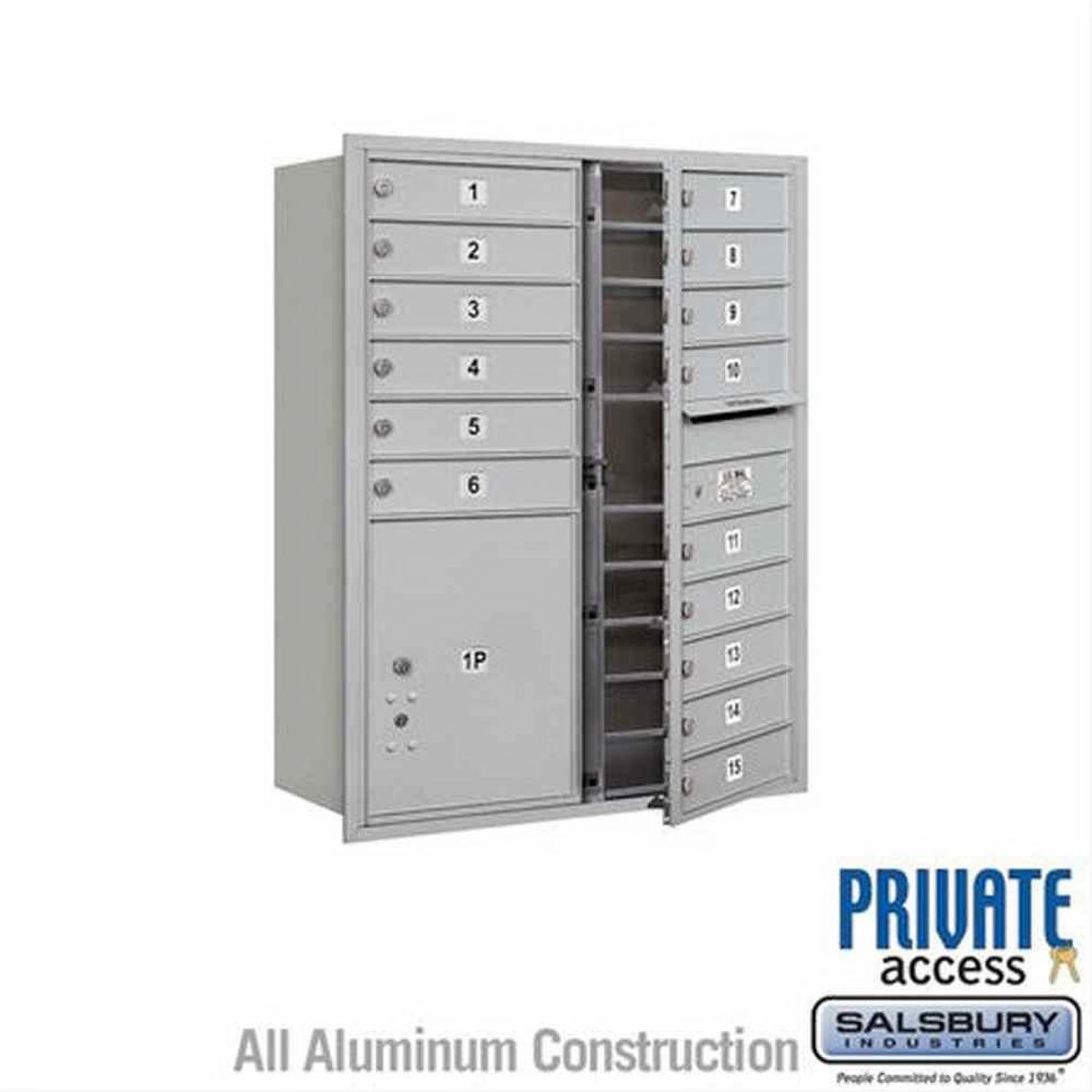 Salsbury Industries 3711D-15AFP-15-FP 4C Horizontal Mailbox 11 Door High Front Loading Private Access Aluminum