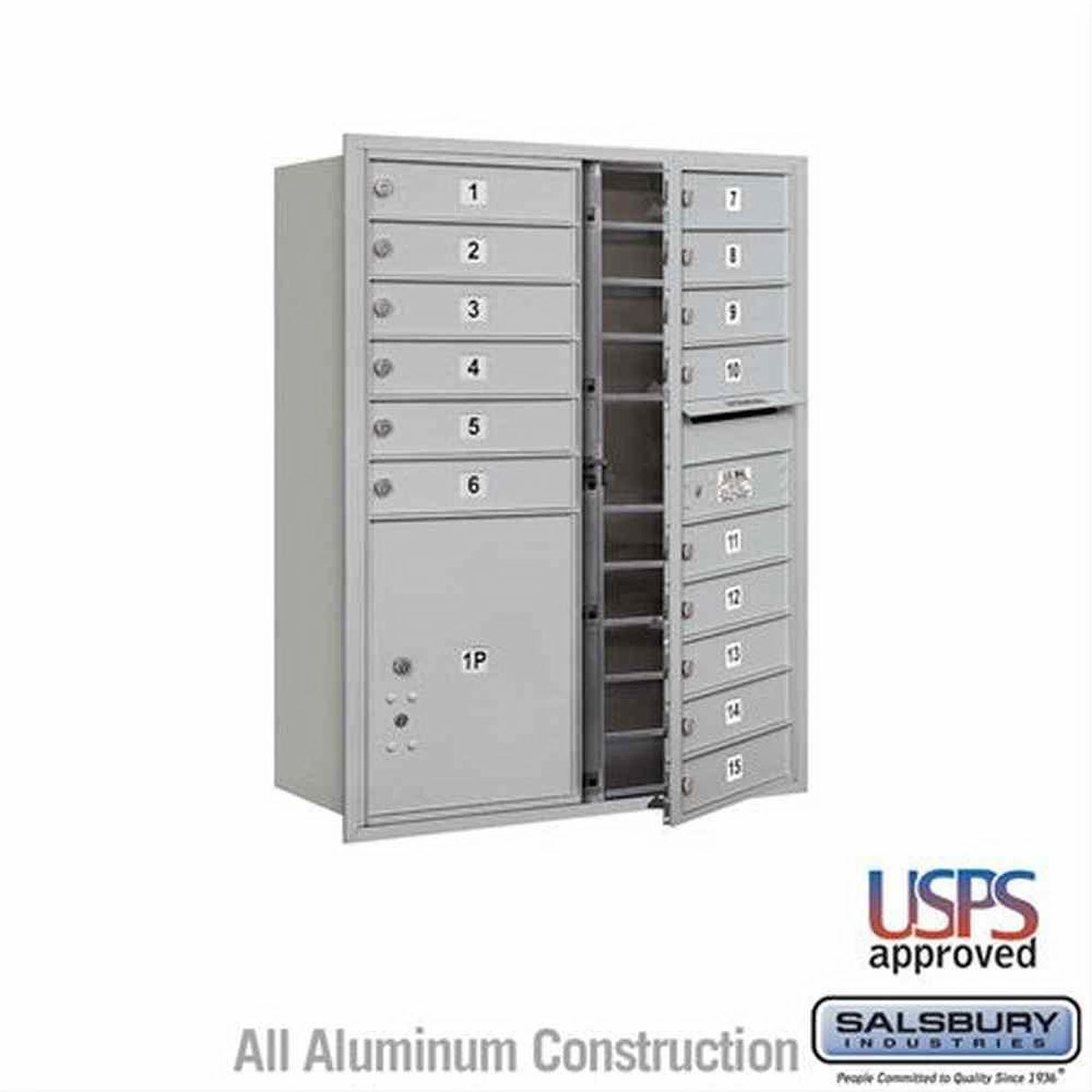 Salsbury Industries 3711D-15AFU-15-FU 4C Horizontal Mailbox 11 Door High Front Loading USPS Access Aluminum