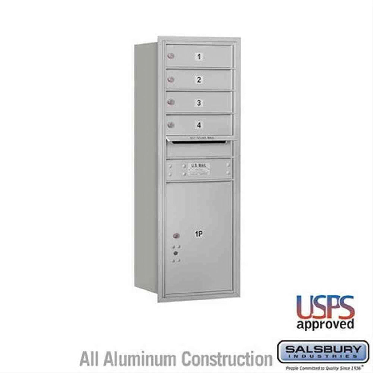 Salsbury Industries 3711S-04ARU-04-RU 4C Horizontal Mailbox 11 Door High Rear Loading USPS Access Aluminum