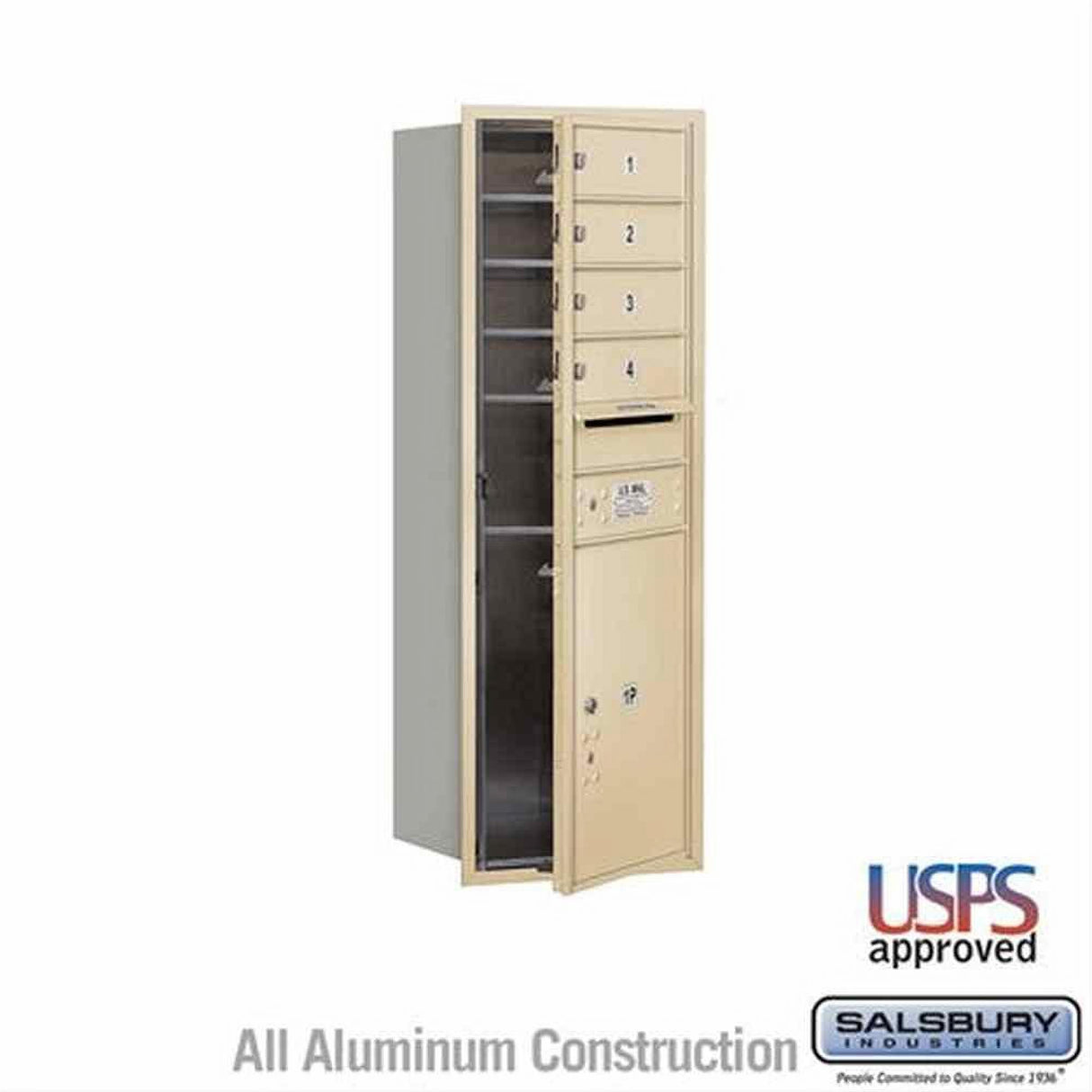 Salsbury Industries 3711S-04SFU-04-FU 4C Horizontal Mailbox 11 Door High Front Loading USPS Access Sandstone