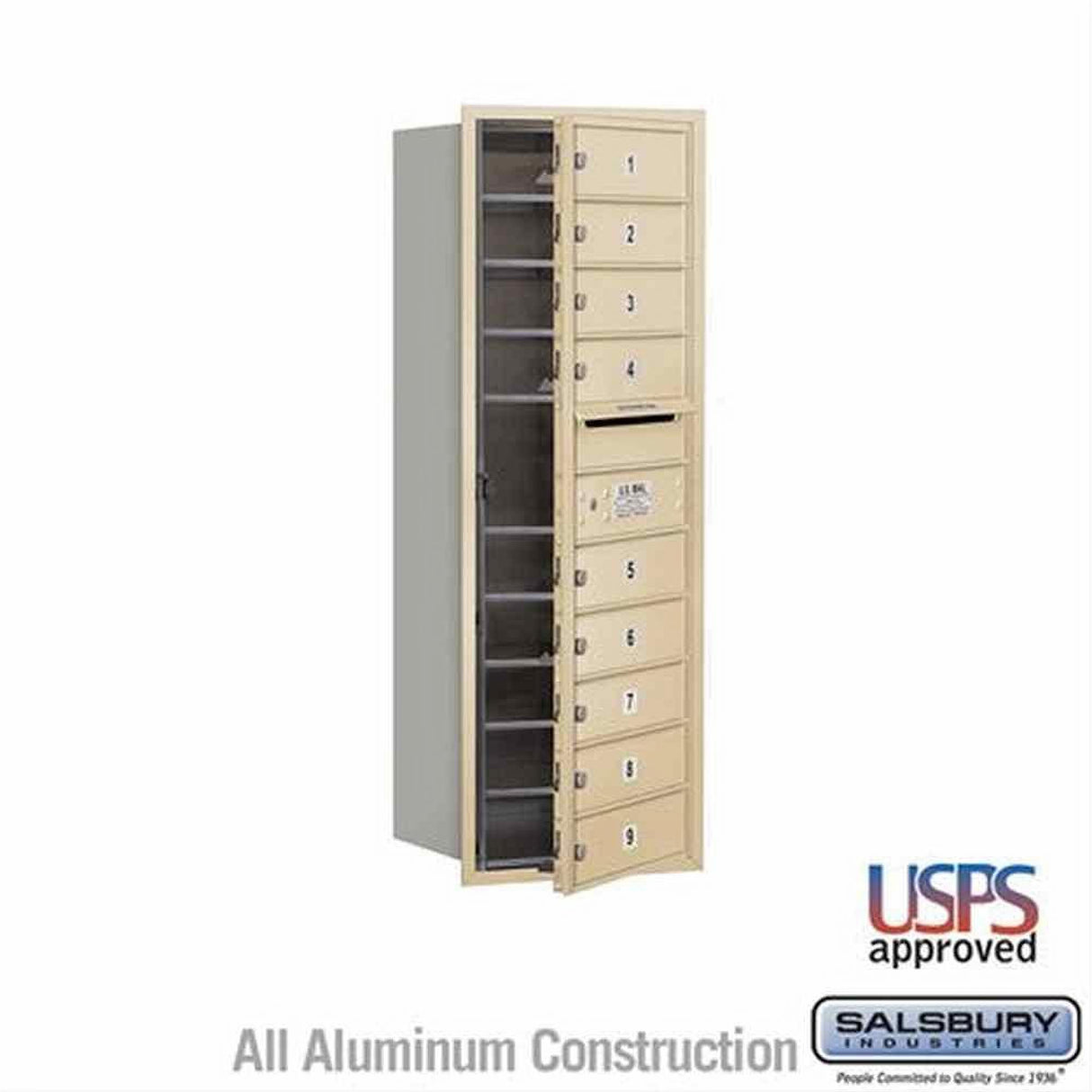 Salsbury Industries 3711S-09SFU-09-FU 4C Horizontal Mailbox 11 Door High Front Loading USPS Access Sandstone