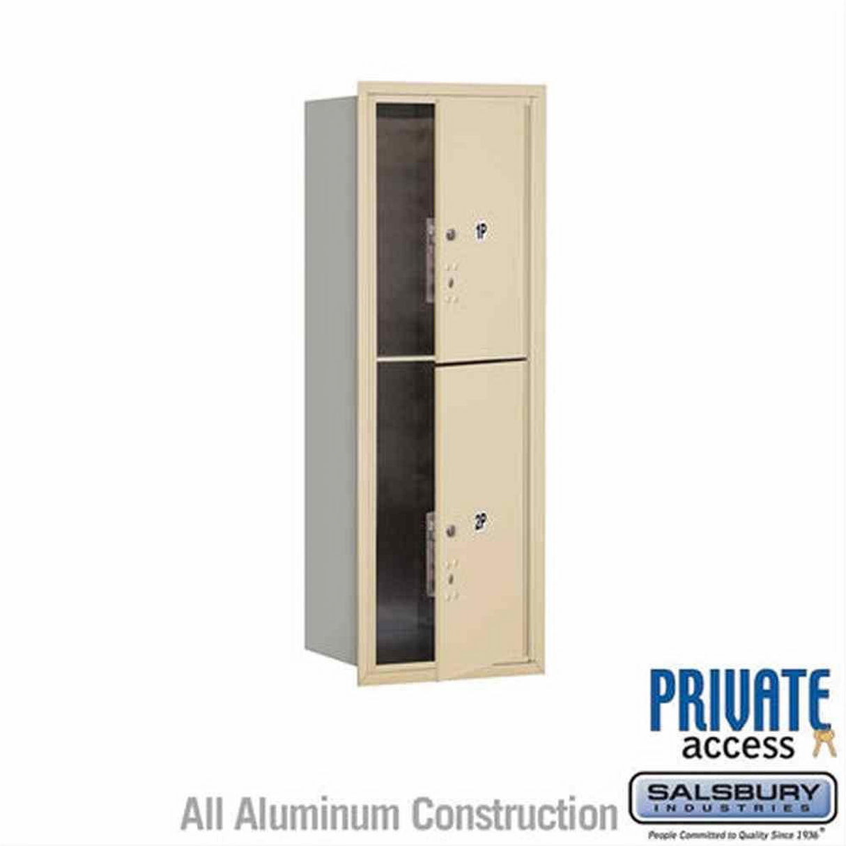 Salsbury Industries 3711S-2PSFP-2P-FP 4C Horizontal Mailbox 11 Door Parcel Locker Front Loading Private Access Sandstone