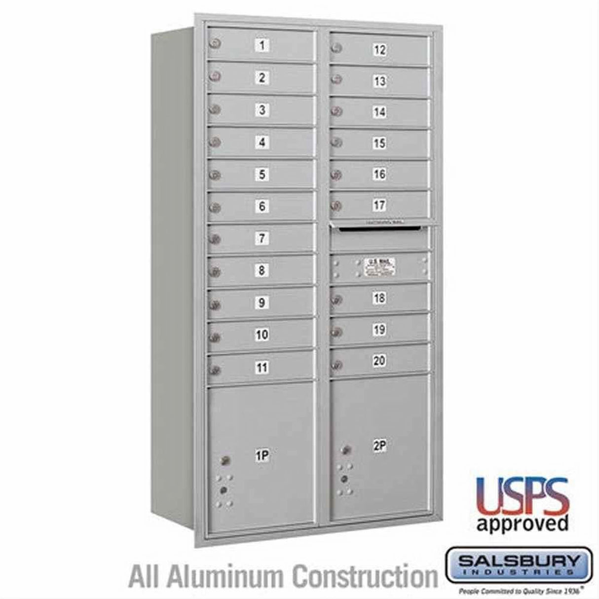 Salsbury Industries 3716D-20ARU-20-RU 4C Horizontal Maximum Height Mailbox Rear Loading USPS Access Aluminum