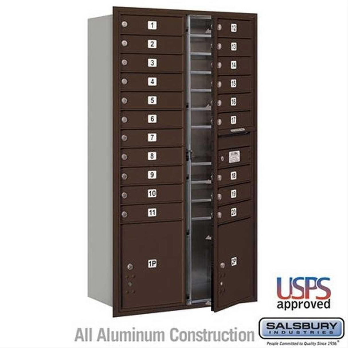 Salsbury Industries 3716D-20ZFU-20-FU 4C Horizontal Maximum Height Mailbox Front Loading USPS Access Bronze