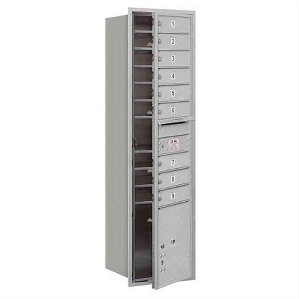 Salsbury Industries 3716S-09AFU-09-FU 4C Horizontal Maximum Height Mailbox Front Loading USPS Access Aluminum