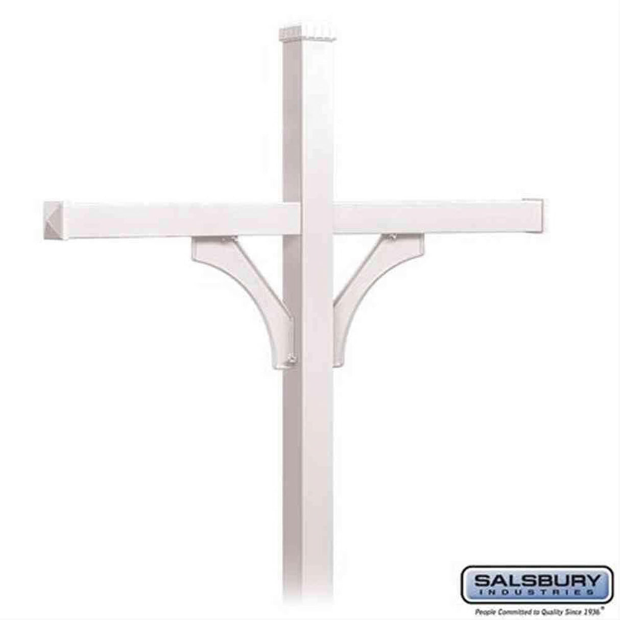 Salsbury Industries 4374WHT 4374 Deluxe Post 2 Sided In Ground Mounted for 4 Roadside Mailboxes White