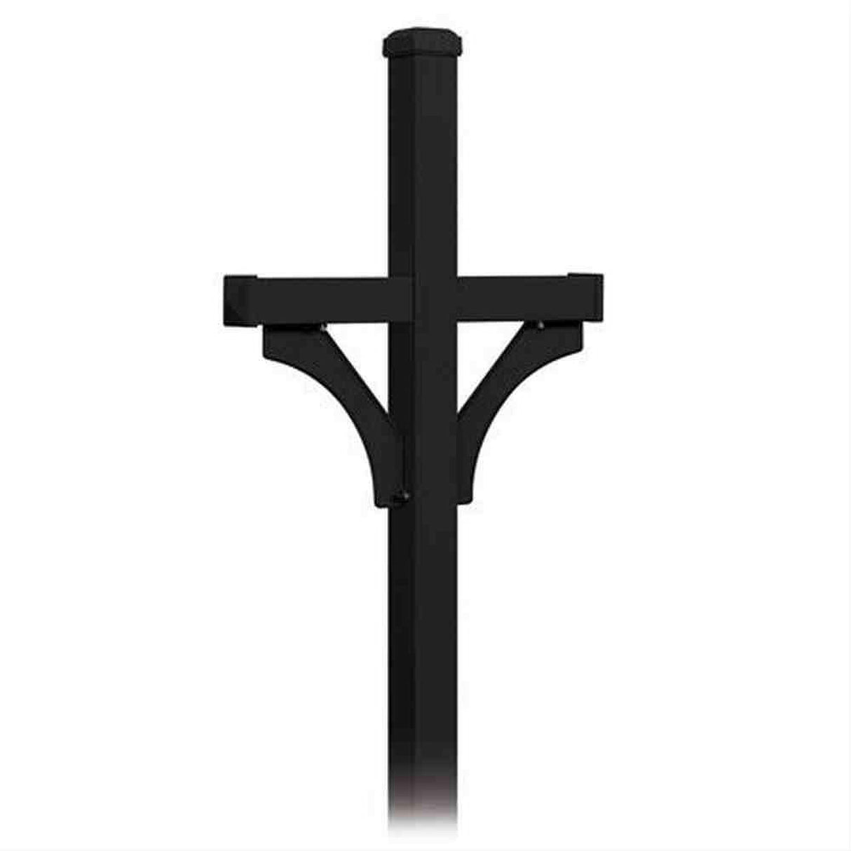 Salsbury Industries 4872BLK 4872 Deluxe Mailbox Post 2 Sided for 2 Mailboxes In Ground Mounted Black
