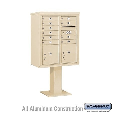 Salsbury Industries 3410DA-10SAN sandstone pedestal mailbox