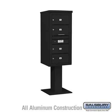 Salsbury Industries 3410S-04BLK black pedestal mailbox