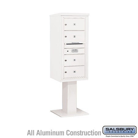 Salsbury Industries 3410S-04WHT white pedestal mailbox