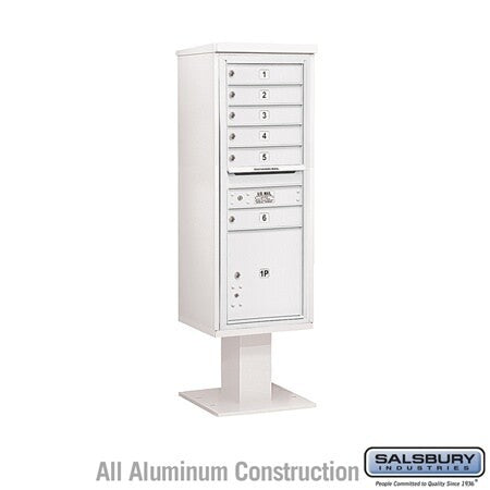 Salsbury Industries 3413S-06WHT white pedestal mailbox