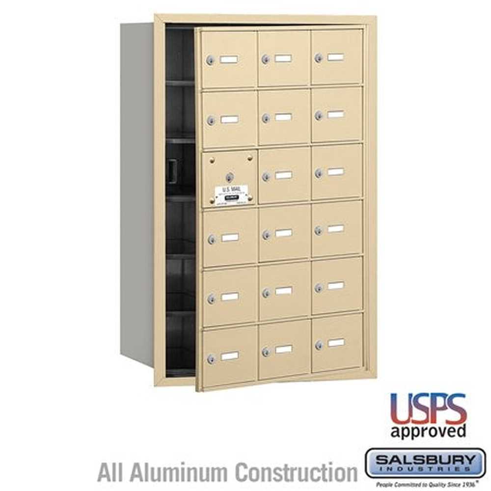 Salsbury Industries 3618SFU sandstone horizontal mailbox usps access