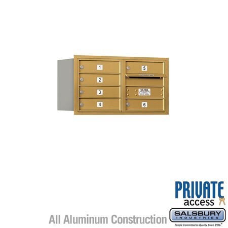 Salsbury Industries 3704D-06GRP-06-RP 4C Horizontal Mailbox 4 Door High Rear Loading Private Access Gold