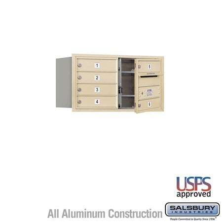 Salsbury Industries 3704D-06SFU-06-FU 4C Horizontal Mailbox 4 Door High Front Loading USPS Access Sandstone