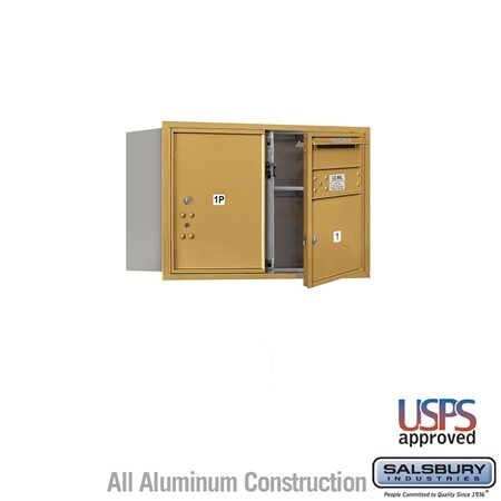 Salsbury Industries 3705D-01GFU-01-FU 4C Horizontal Mailbox 5 Door High Front Loading USPS Access Gold