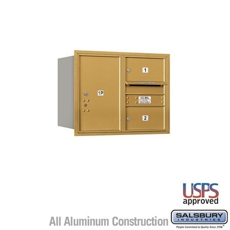 Salsbury Industries 3706D-02GRU-02-RU 4C Horizontal Mailbox 6 Door High Rear Loading USPS Access Gold