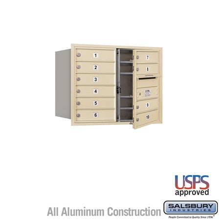Salsbury Industries 3706D-10SFU sandstone horizontal mailbox usps access