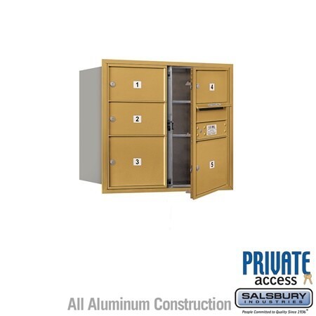 Salsbury Industries 3707D-05GFP-05-FP 4C Horizontal Mailbox 7 Door High Front Loading Private Access Gold