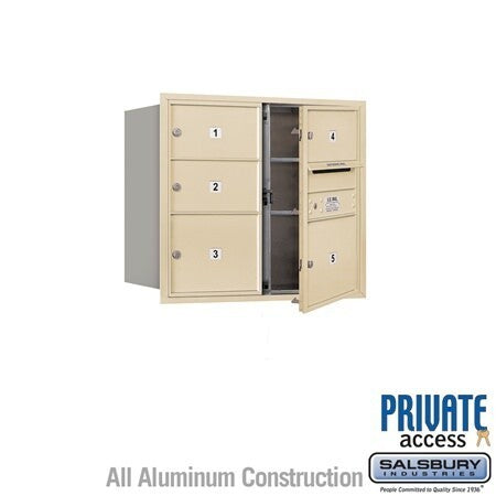 Salsbury Industries 3707D-05SFP-05-FP 4C Horizontal Mailbox 7 Door High Front Loading Private Access Sandstone