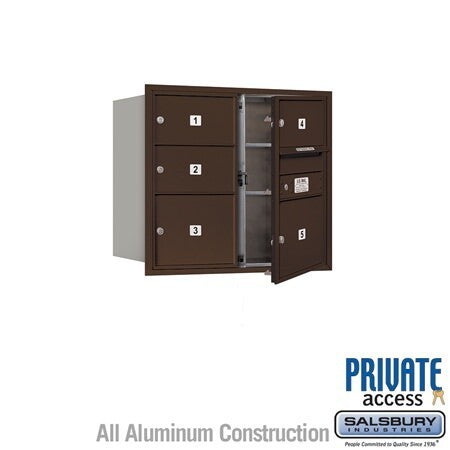 Salsbury Industries 3707D-05ZFP-05-FP 4C Horizontal Mailbox 7 Door High Front Loading Private Access Bronze