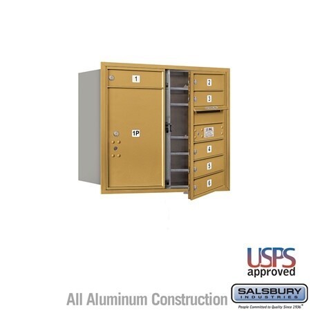 Salsbury Industries 3707D-06GFU gold horizontal mailbox usps access