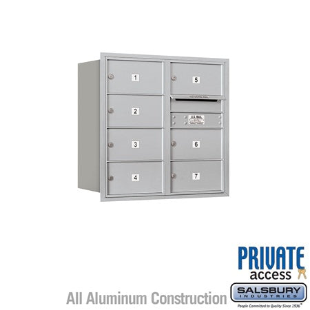 Salsbury Industries 3708D-07ARP-07-RP 4C Horizontal Mailbox 8 Door High Rear Loading Private Access Aluminum