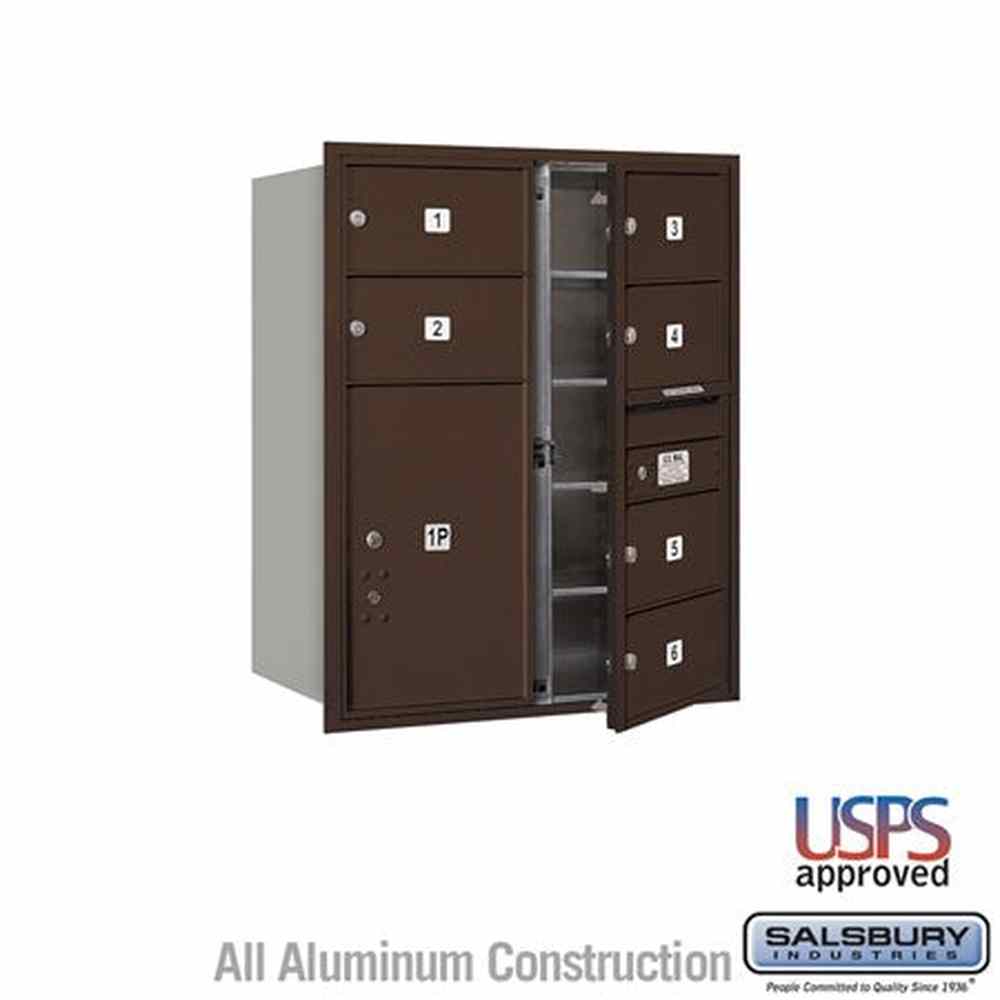 Salsbury Industries 3710D-06ZFU bronze horizontal mailbox usps access