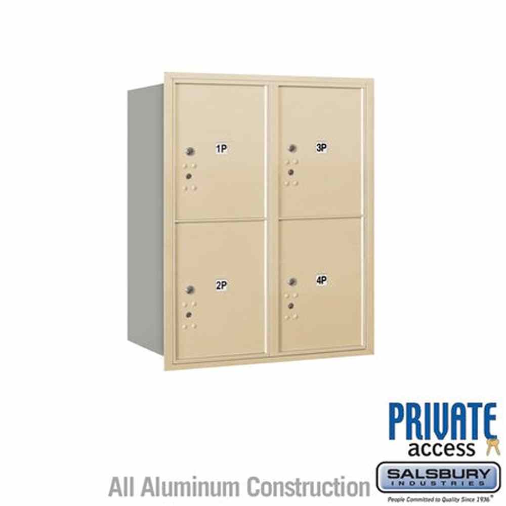 Salsbury Industries 3710D-4PSRP sandstone horizontal mailbox private access