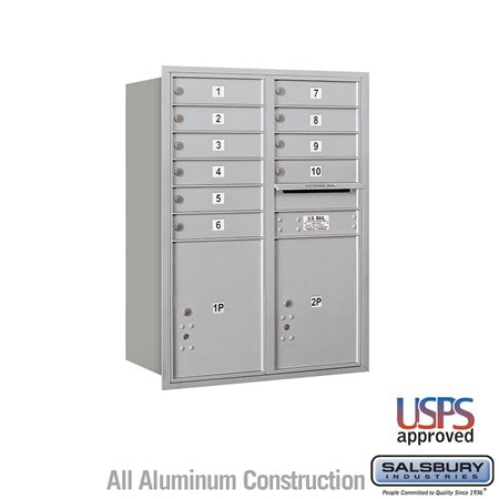 Salsbury Industries 3711D-10ARU aluminum horizontal mailbox usps access