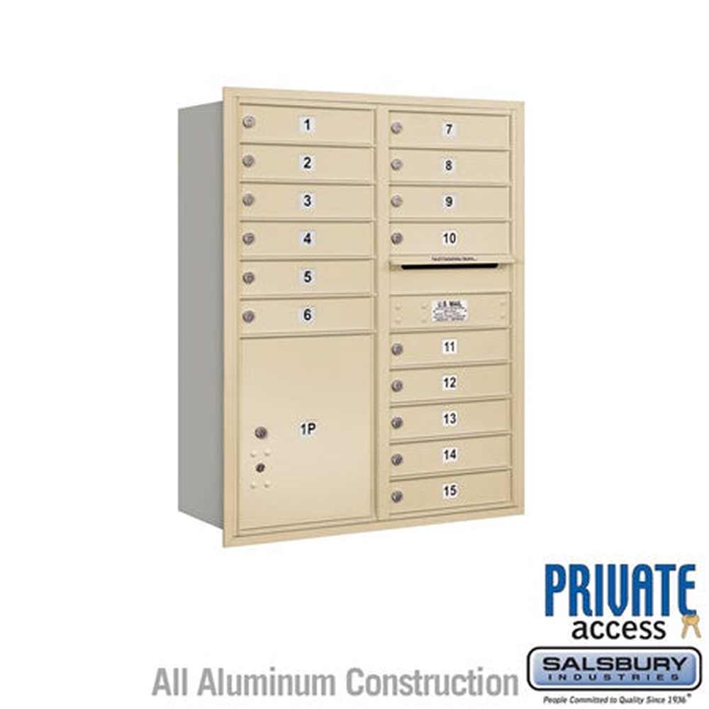 Salsbury Industries 3711D-15SRP sandstone horizontal mailbox private access
