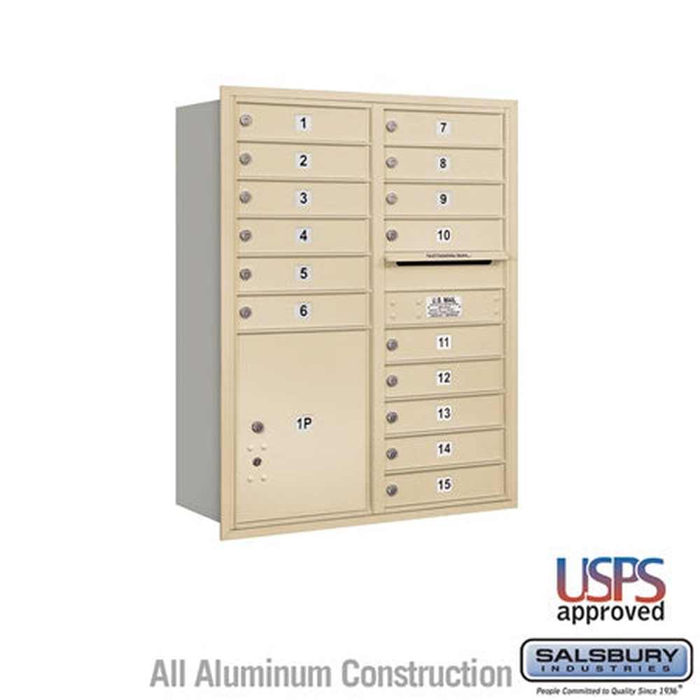 Salsbury Industries 3711D-15SRU sandstone horizontal mailbox usps access