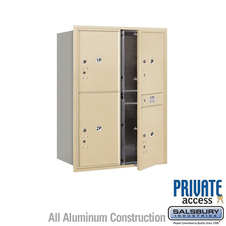 Salsbury Industries 3711D-4PSFP sandstone horizontal mailbox private access