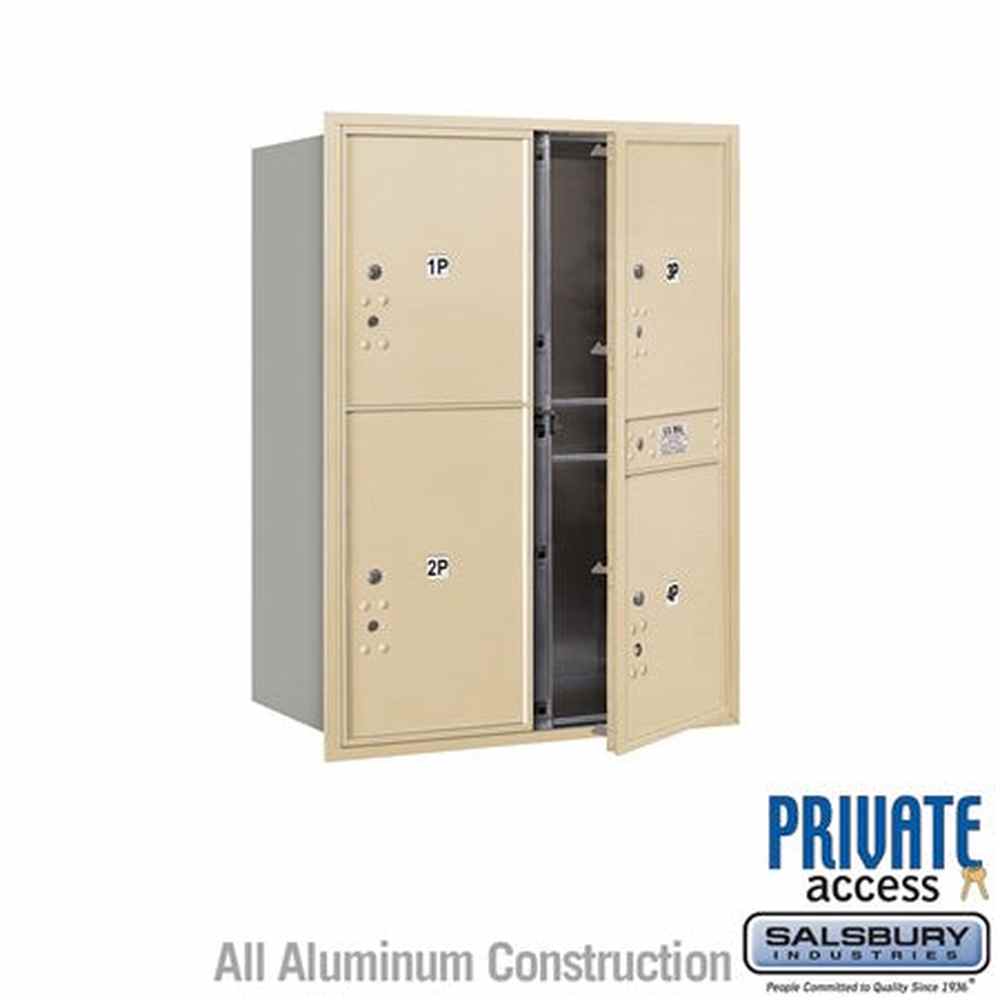 Salsbury Industries 3711D-4PSFP sandstone horizontal mailbox private access