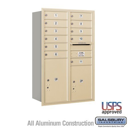 Salsbury Industries 3712D-11SRU sandstone horizontal mailbox usps access