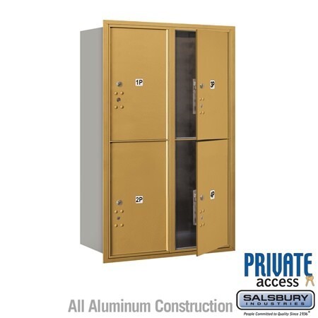 Salsbury Industries 3712D-4PGFP gold horizontal mailbox private access