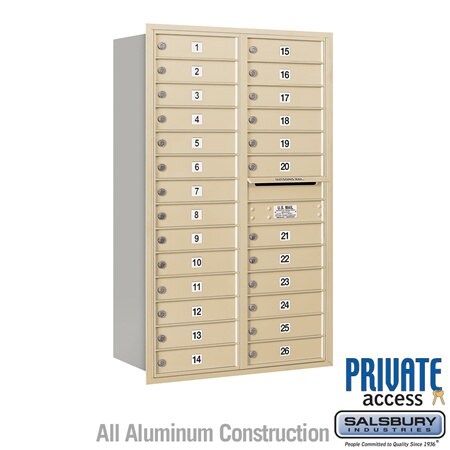 Salsbury Industries 3714D-26SRP sandstone horizontal mailbox private access