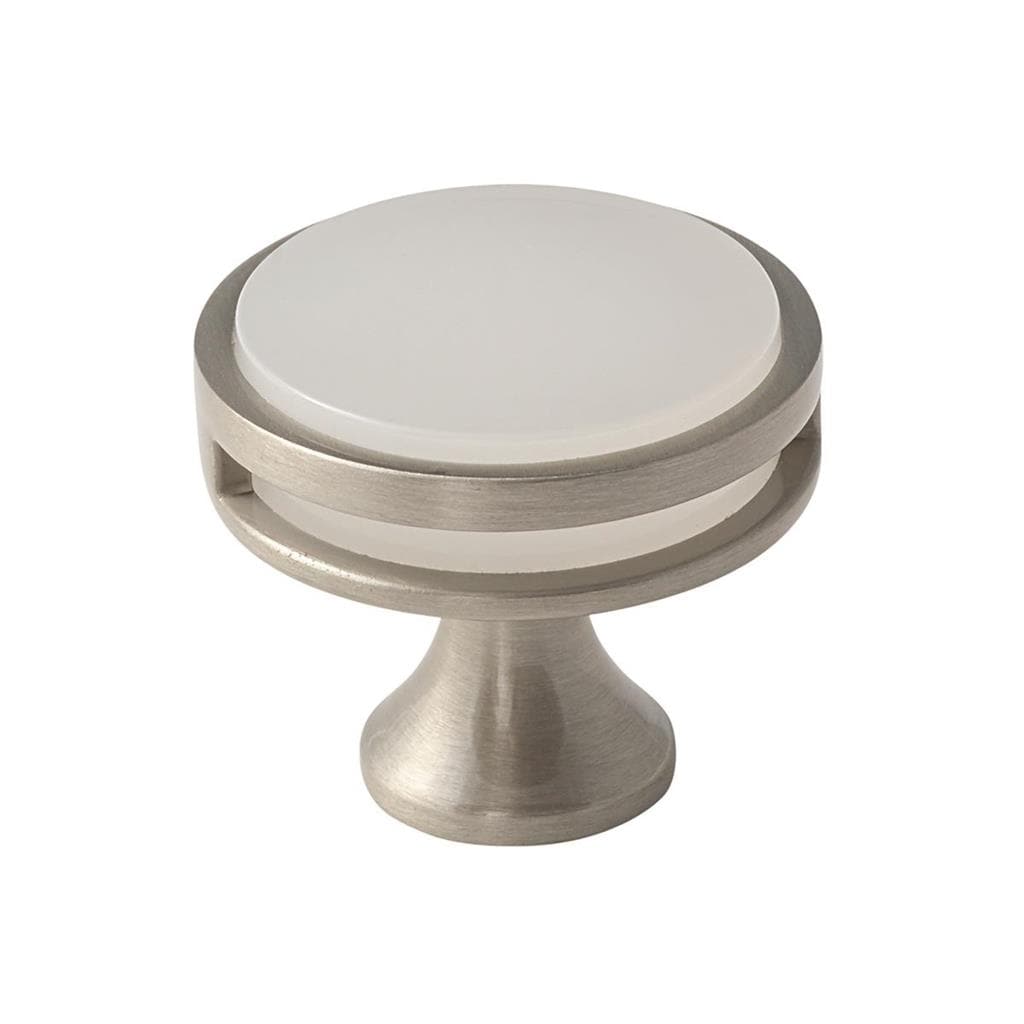 Amerock BP36608G10FA Oberon 1-3/8 inch (35mm) Diameter Satin Nickel/Frosted Acrylic Cabinet Knob