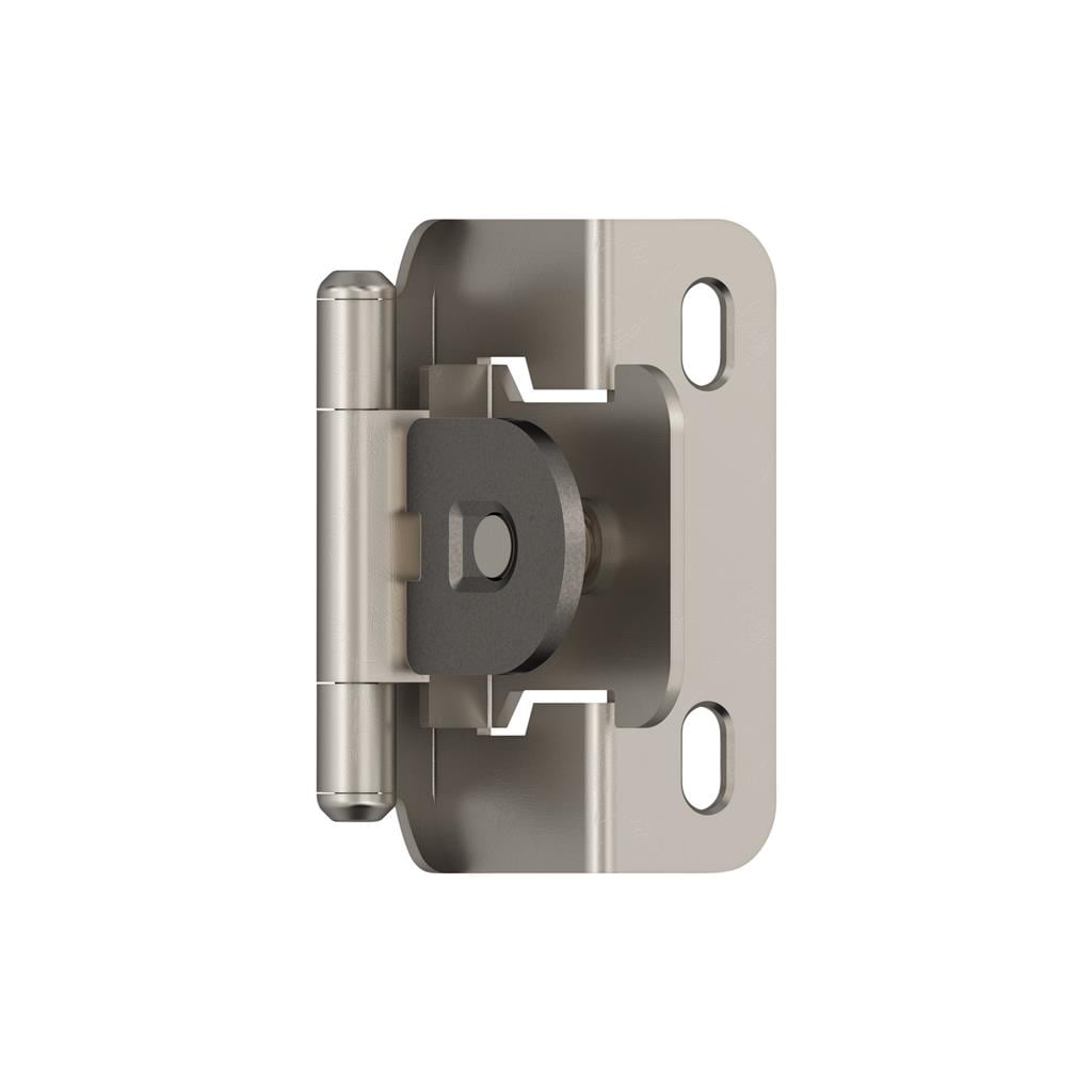 Amerock BPR8719G10 1/2 inch (13mm) Overlay Single Demountable, Partial Wrap Satin Nickel Hinge - 1 Pair