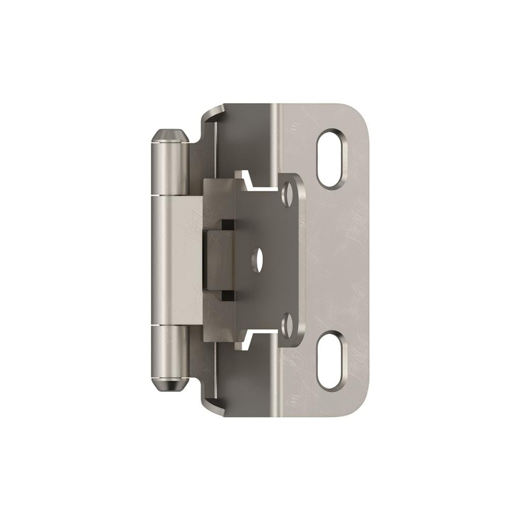 Amerock BPR7550G10 1/2 inch (13mm) Overlay Self Closing Partial Wrap Satin Nickel Cabinet Hinge - 1 Pair