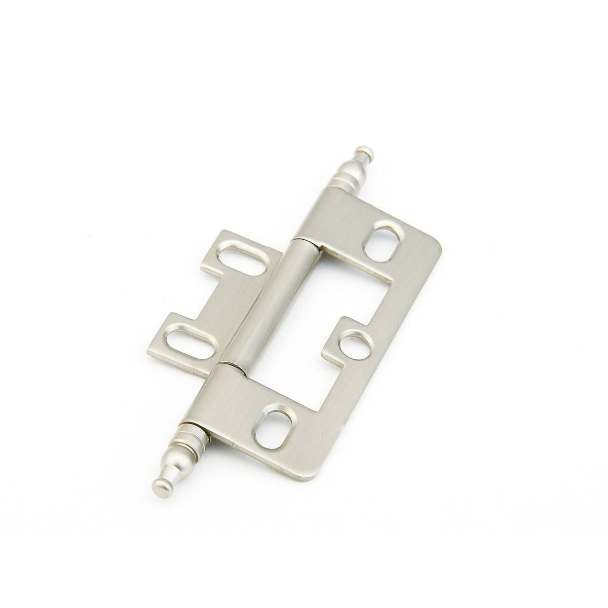 Schaub and Company 1100M-15 Minaret Tip Non-Mortise 2-1/2" x 7/8" Cabinet Hinge Cabinet Knob Satin Nickel