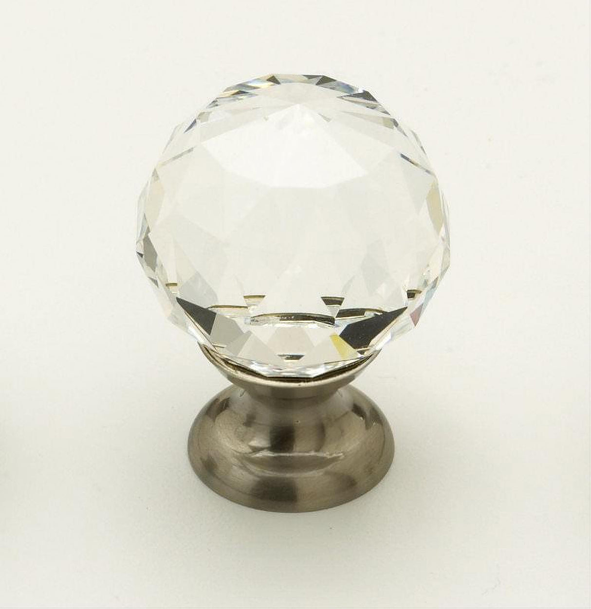 Schaub and Company 70-CS-15 70 Fire Collection 1-1/8 Inch Diameter Round Cabinet Knob Satin Nickel with Clear Crystal