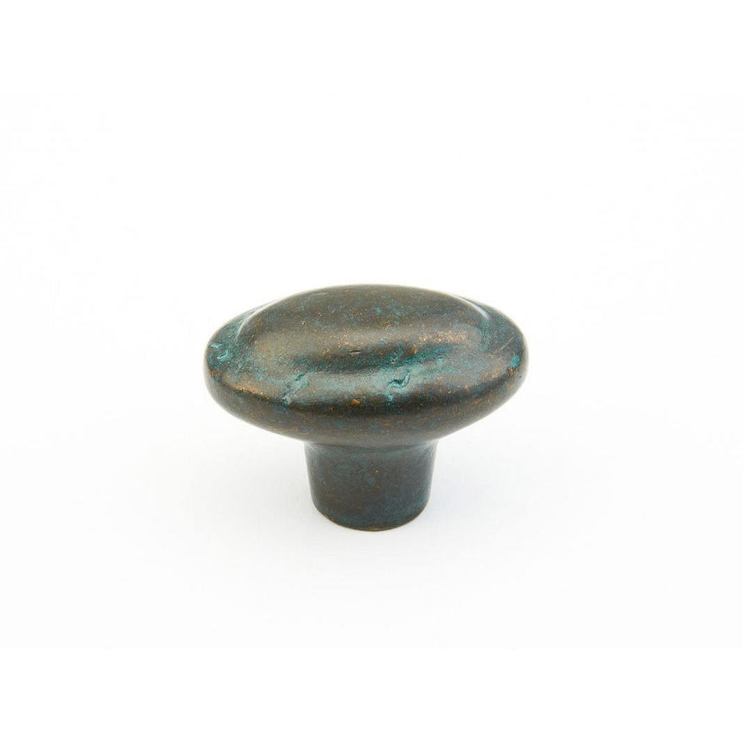 Schaub and Company 782-VI Bronze Mountain Design Oval Cabinet Knob With 1.88" Diameter Verde Imperial